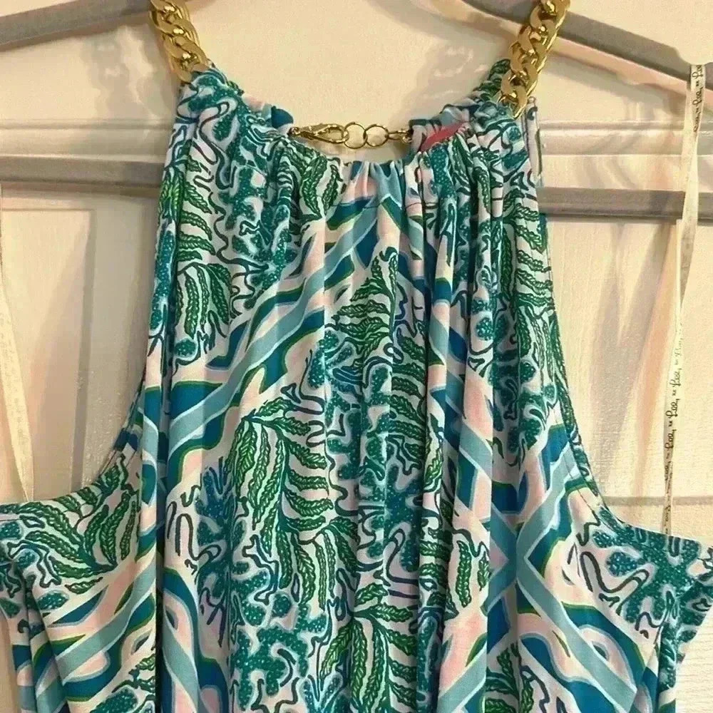 EEUC Women’s Lilly Pulitzer Bingham Halter Midi Dress, Prism Blue Size Small - Picture 2 of 4